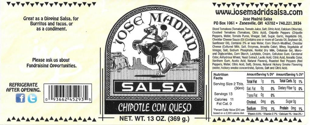 Jose Madrid Salsa Recalls Chipotle Con Queso Salsa Due to Undeclared Yellow 5 & 6