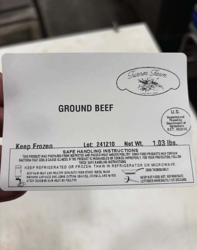 Recalled Turner Farm ground beef